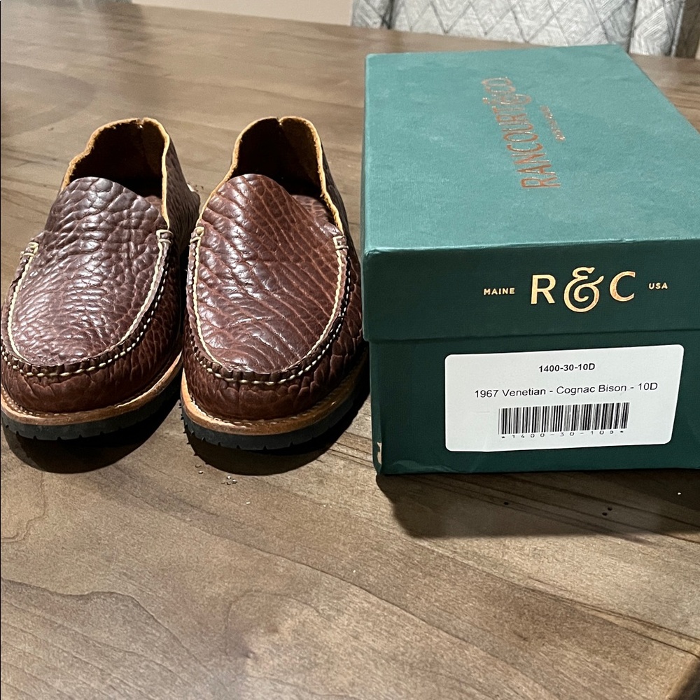 Rancourt & Co. Men's Venetian Slip-On Loafers in Cognac Bison